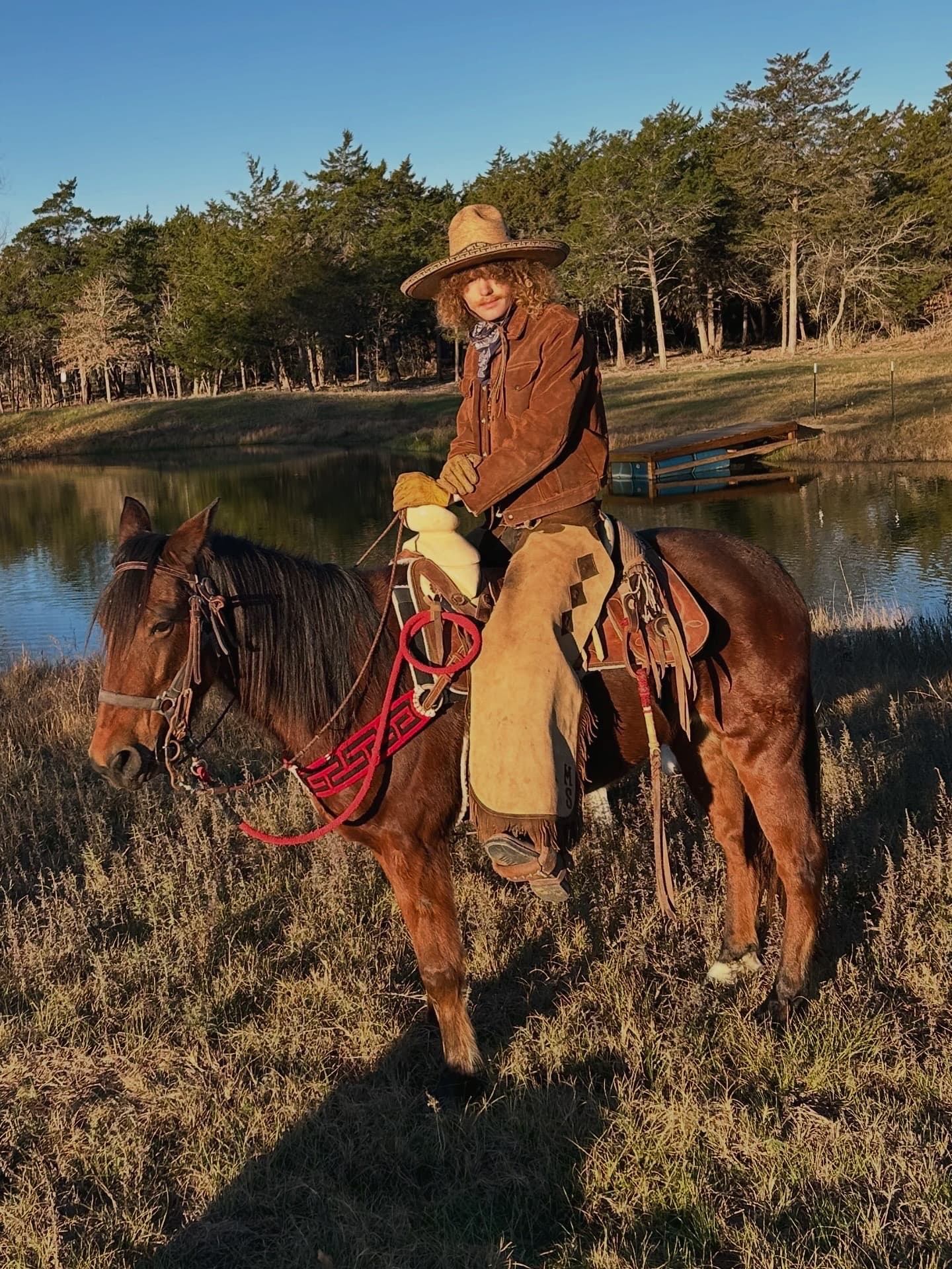 Red on a horse