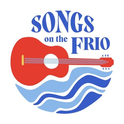 The songs on the Frio Logo, a red guitar and some wavy, river-like patterns