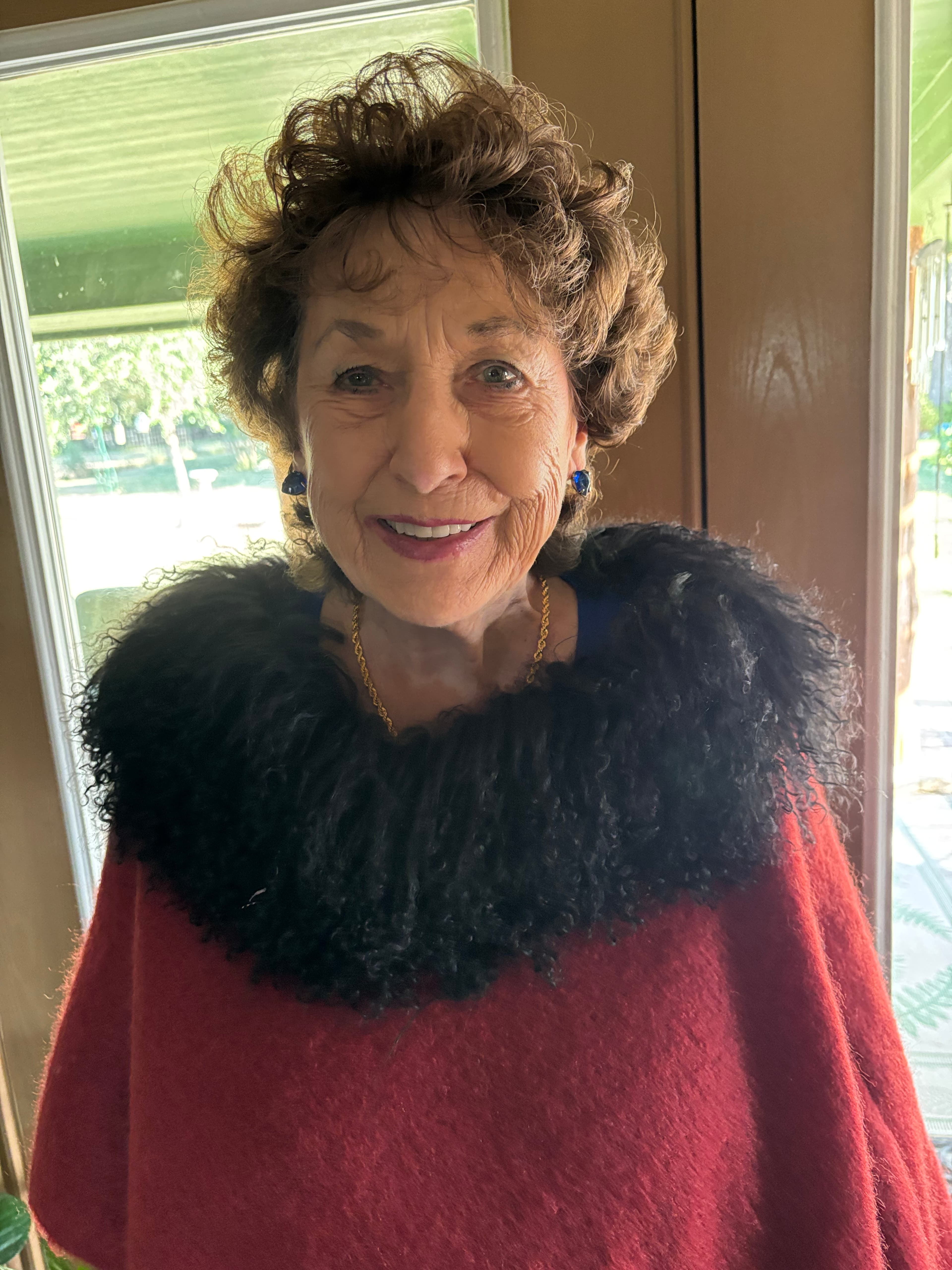 Elaine Nichols wearing mohair outfit